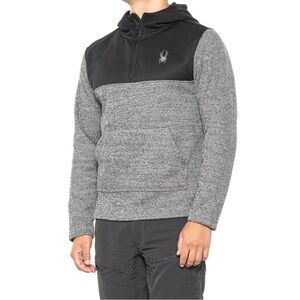 Spyder Men's Racer 1/4 Zip Pullover Hoodie Charcoal Heather